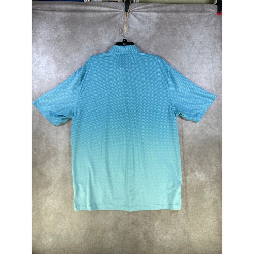 Greg Norman Play Dry Blue Ombre Geometric Golf Polo Shirt Men Large Short Sleeve - Picture 2 of 6